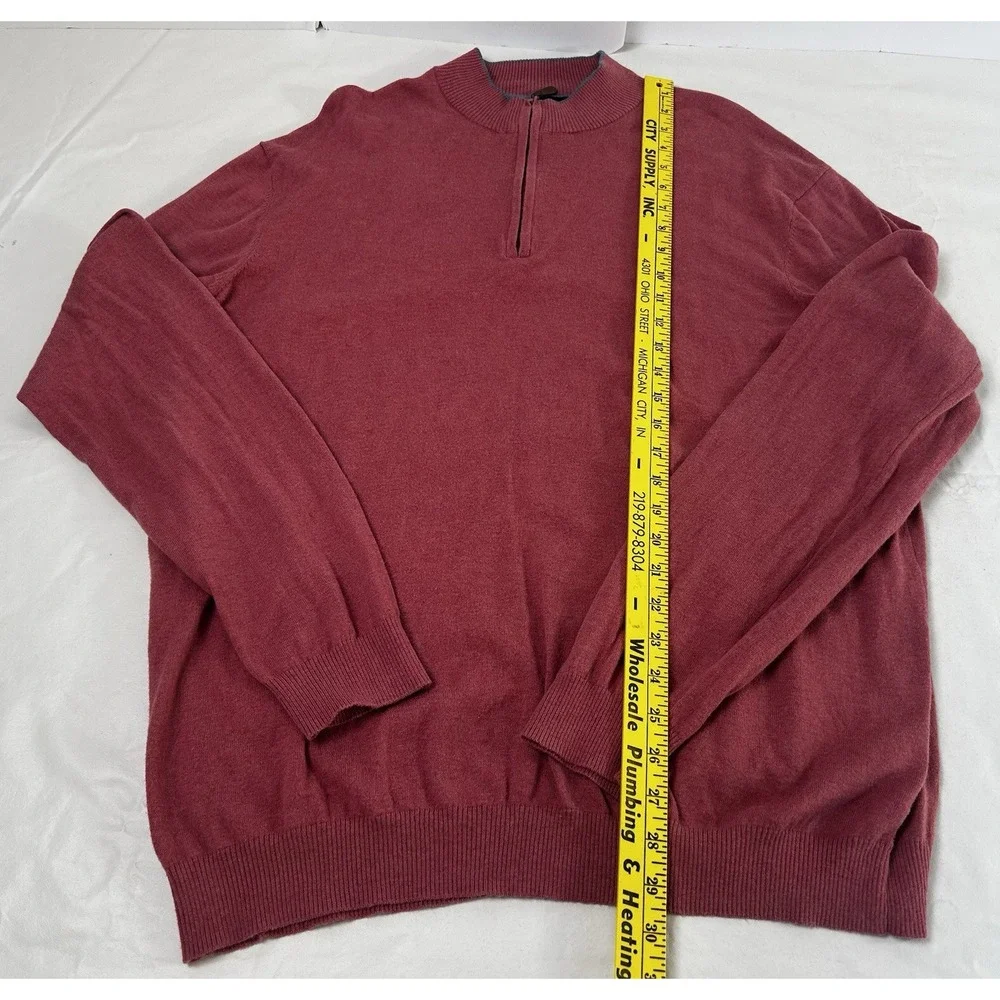 Johnnie-O Men's 1/4 Zip Pullover Silk Blend Sweater Men's Salmon XL